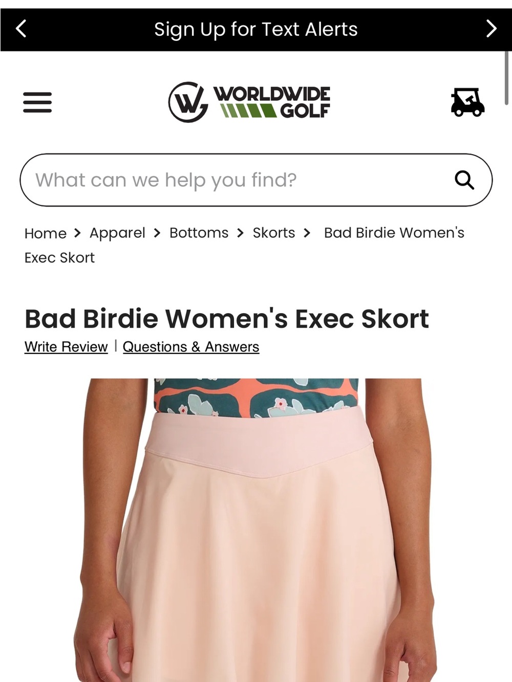 Bad Birdie A-Line Skort in Light Blush Pink